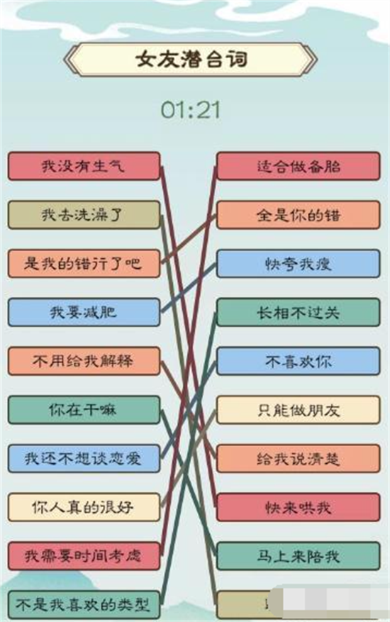 我是文状元女友潜台词关卡怎么过关 女友潜台词关卡答案分享